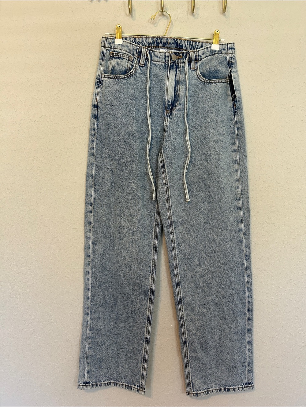 PARKE x Target Jeans Women’s 4 Light Wash Mid Rise Drawstring Baggy NWT - Picture 2 of 8
